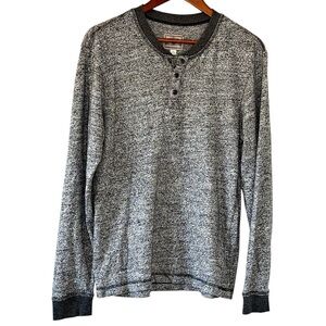 UGG Australia Men's Galen Henley Heathered Textured Thermal Snaps at Neck Size M